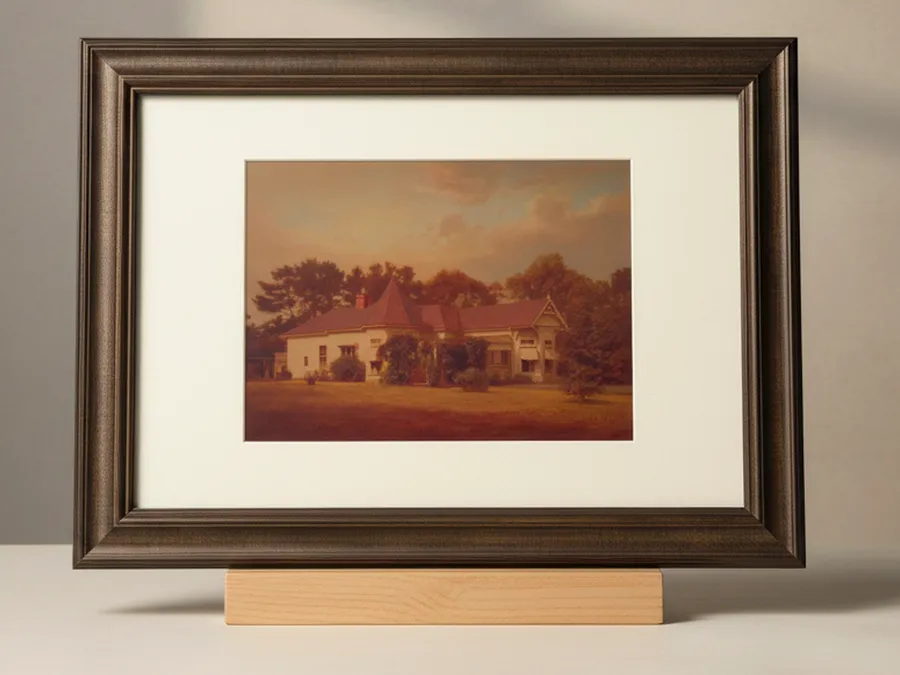 The Homestead Frame — solid pine with a warm walnut-tone stain